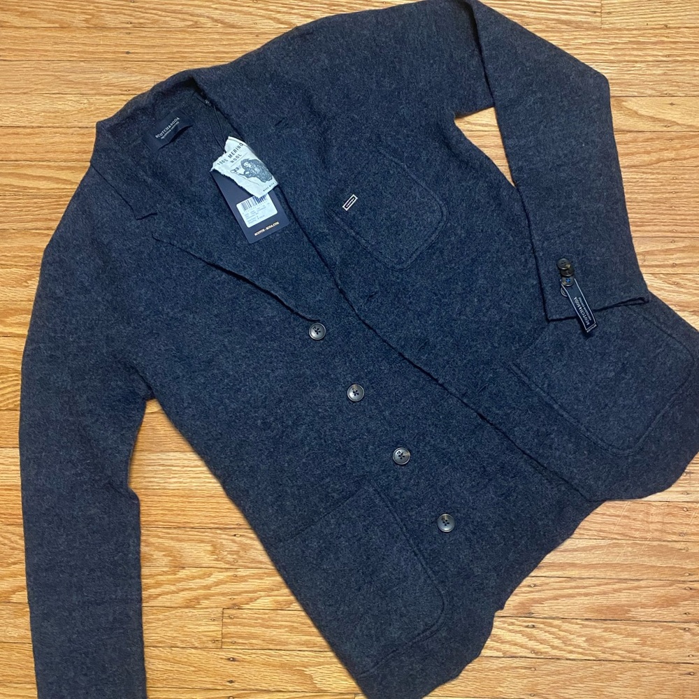 Dark Grey Scotch & Soda Wool Blazer Mens SM